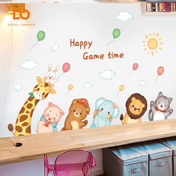 Decal dán tường cho bé thú hoạt hình , Tranh dán tường cho bé thú hoạt hình A01, trang trí phòng ngủ 8