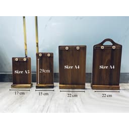 Bảng menu gỗ để bàn bằng Plywood phủ melamine màu gỗ óc chó - đế gỗ Wenge  [KHẮC LOGO MIỄN PHÍ] 6