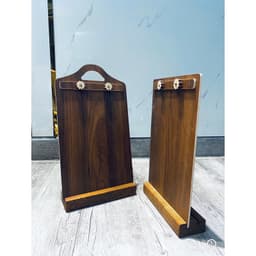 Bảng menu gỗ để bàn bằng Plywood phủ melamine màu gỗ óc chó - đế gỗ Wenge  [KHẮC LOGO MIỄN PHÍ] 2