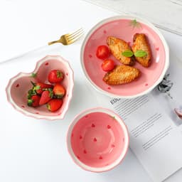 Bán Lẻ Chén Bát Tô Chén Đĩa Gốm Sứ Họa Tiết Dâu Tây Hồng 6