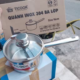 Quánh Nấu Bột Inox 304 , nồi inox 304 đáy từ , nồi TiCook 6