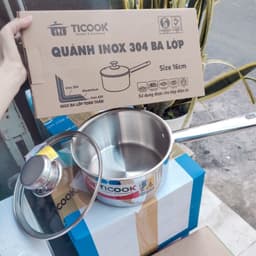 Quánh Nấu Bột Inox 304 , nồi inox 304 đáy từ , nồi TiCook 3