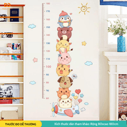 Decal dán tường thước đo chiều cao động vật dễ thương cho bé trang trí phòng ngủ dán tủ quần áo 1