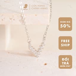 Dây Chuyền Nữ Đá Zircon Cz 5A Mặt Chữ V NHÀ CÚ Màu Bạc Sang Trọng Phong Cách Hàn Quốc 7000 2