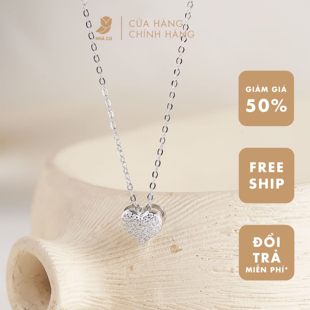 Dây Chuyền Nữ Đá Zircon Cz 5A Mặt Trái Tim Đính Đá NHÀ CÚ Sang Trọng Phong Cách Hàn Quốc 7061