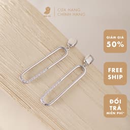 Bông Tai Cây Xỏ Bạc 925 NHÀ CÚ Hình Chữ Nhật Đính Đá Zircon Cz 5A Bo Góc Sang Trọng Phong Cách Hàn Quốc 18282 3