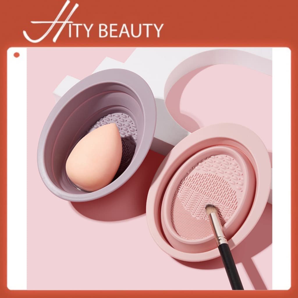 Chén silicon giặt cọ rửa mút trang điểm GECOMO có thể gấp gọn tiện lợi dành cho makeup - Hity Beauty