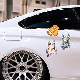 (SET 3 CON MÈO CÀO) Miếng dán xe Sticker chống nước mèo vui nhộn dán trang trí ô tô xe máy, cửa kính, bàn tủ tường... 3
