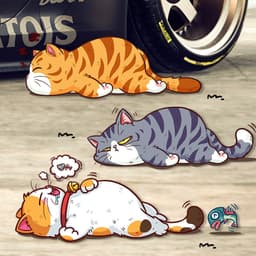 (SET 3 CON MÈO CÀO) Miếng dán xe Sticker chống nước mèo vui nhộn dán trang trí ô tô xe máy, cửa kính, bàn tủ tường... 7