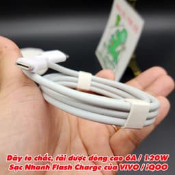 [Chính Hãng] Cáp Sạc Nhanh C-C Flash Charge 6A 120W VIVO / iQOO 2 đầu Type-C ZIN 4