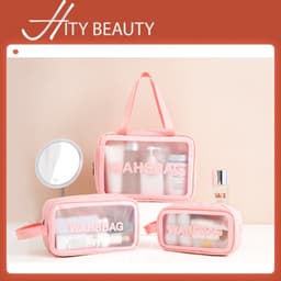 Set 3 túi WASHBAG trong suốt đựng đồ trang điểm, mỹ phẩm du lịch chống thấm nước - Hity Beauty 1