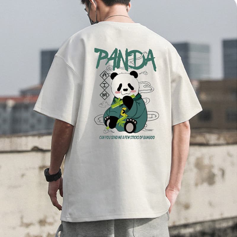 Áo phông tay lỡ nam nữ Panda ăn tre unisex form rộng