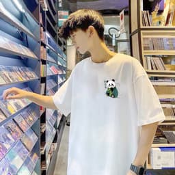 Áo phông tay lỡ nam nữ Panda ăn tre unisex form rộng 2