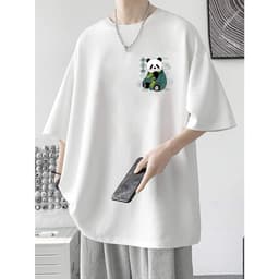 Áo phông tay lỡ nam nữ Panda ăn tre unisex form rộng 3