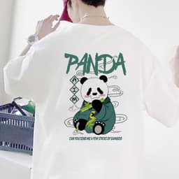 Áo phông tay lỡ nam nữ Panda ăn tre unisex form rộng 4
