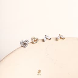 (Một Chiếc) Bông Tai Nữ Thép Y Tế Titan Đính Đá Zircon Cz 5A Không Đen Gỉ NHÀ CÚ Hình Sao, Tim, Vương Miện, Thánh Giá 3
