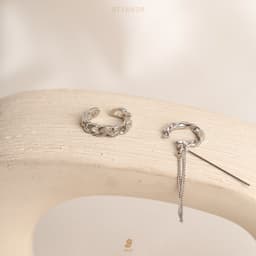 Bông Tai Nữ Earcuff Đá Zircon Cz 5A Hình Nơ Vàng Cách Điệu NHÀ CÚ Cây Xỏ Bạc 925 Kẹp Vành Tai Màu Vàng Cá Tính 18380 3