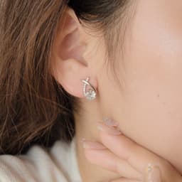 Bông Tai Nữ Đá Zircon Cz 5A Hình Đuôi Cá NHÀ CÚ Cây Xỏ Bạc Đính Đá Viền Nữ Tính 18241 3