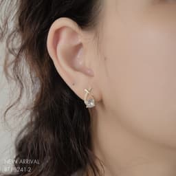 Bông Tai Nữ Đá Zircon Cz 5A Hình Đuôi Cá NHÀ CÚ Cây Xỏ Bạc Đính Đá Viền Nữ Tính 18241 4