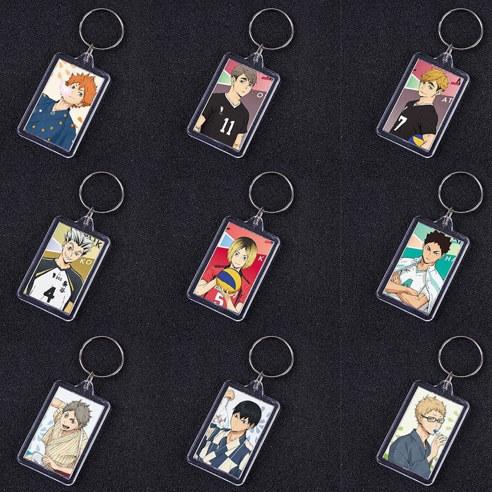( VUÔNG ) Móc khóa mica IN HÌNH HAIKYUU!! Vua Bóng Chuyền ver ĐỒNG PHỤC anime chibi xinh xắn dễ thương