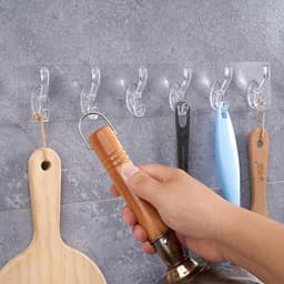 Thanh 6 Móc Dán Tường Siêu Dính Trong Suốt JYoohome Treo Đồ Quần Áo Khăn Đồ Dùng Nhà Bếp Chịu Lực 3