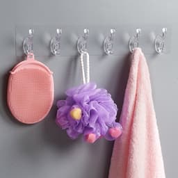 Thanh 6 Móc Dán Tường Siêu Dính Trong Suốt JYoohome Treo Đồ Quần Áo Khăn Đồ Dùng Nhà Bếp Chịu Lực 5