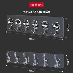Thanh 6 Móc Dán Tường Siêu Dính Trong Suốt JYoohome Treo Đồ Quần Áo Khăn Đồ Dùng Nhà Bếp Chịu Lực 7