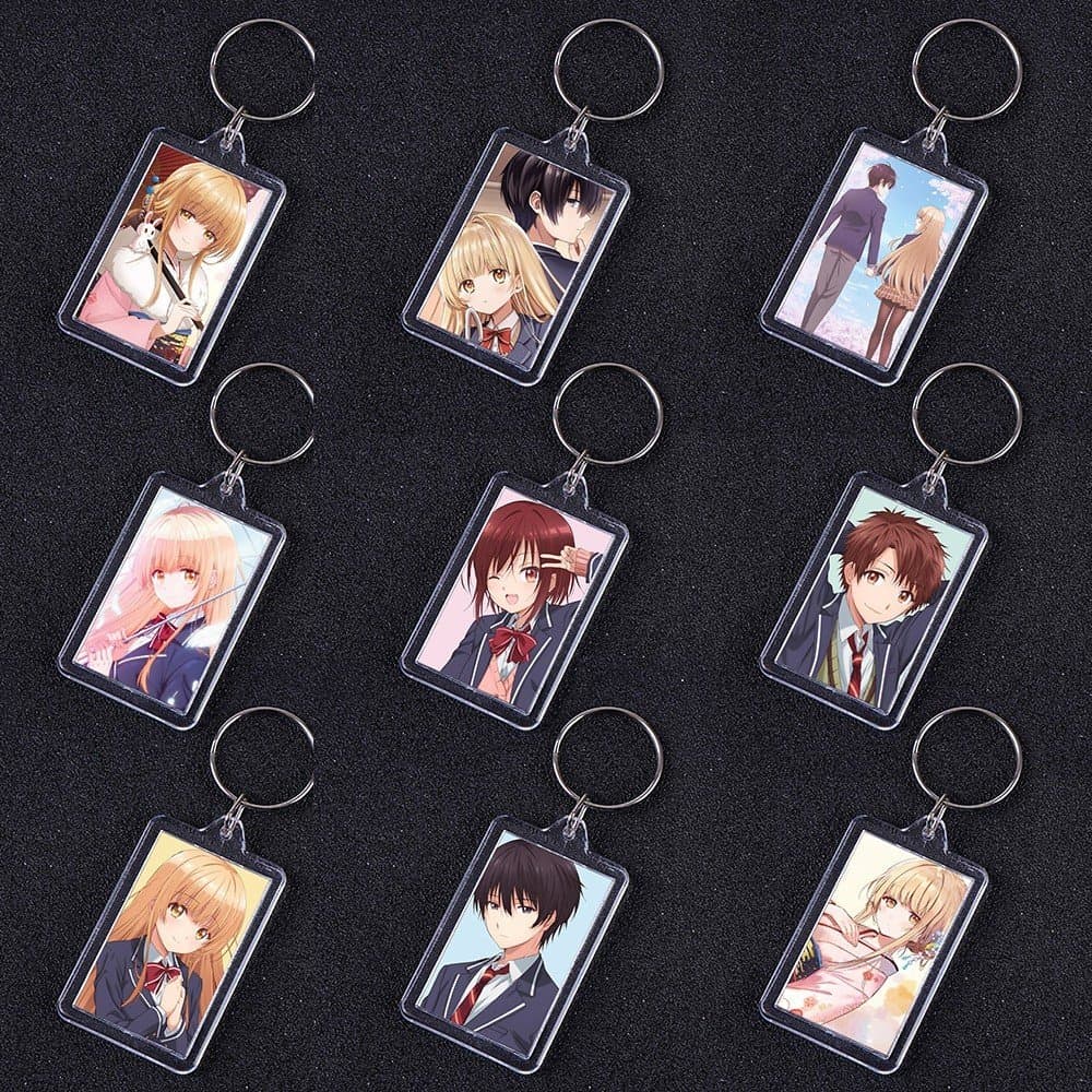 ( VUÔNG ) Móc khóa mica IN HÌNH Thiên Sứ Nhà Bên ver Đồng Phục anime chibi xinh xắn dễ thương