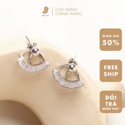 Bông Tai Earjacket Nữ Đá Zircon Cz 5A Hình Quạt NHÀ CÚ Cây Xỏ Bạc 925 Dãy Đá Màu Bạc 148450 2