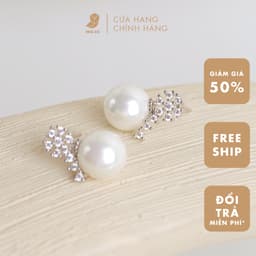 Bông Tai Nữ Đá Zircon Cz 5A Hạt Ngọc Và Hoa NHÀ CÚ Cây Xỏ Bạc 925 Phong Cách Sang Trọng Màu Bạc 18396 2