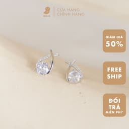 Bông Tai Nữ Đá Zircon Cz 5A Hình Đuôi Cá NHÀ CÚ Cây Xỏ Bạc Đính Đá Viền Nữ Tính 18241 2