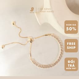 Vòng Tay NHÀ CÚ Vuông Đá Nhỏ Màu Vàng Nữ Tính 3141 2