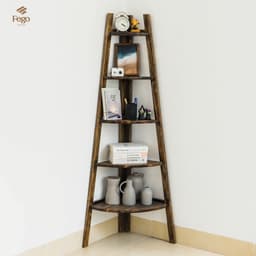 Kệ thang góc tường chữ A FEGO gỗ thông tự nhiên 5 tầng 7