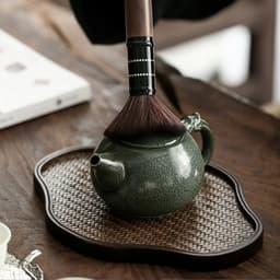 Bộ 5 dụng cụ pha trà, trà cụ kèm bình sứ đựng họa tiết cành trúc 7
