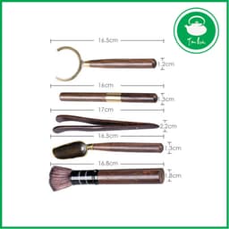 Bộ 5 dụng cụ pha trà, trà cụ kèm bình sứ đựng họa tiết cành trúc 9