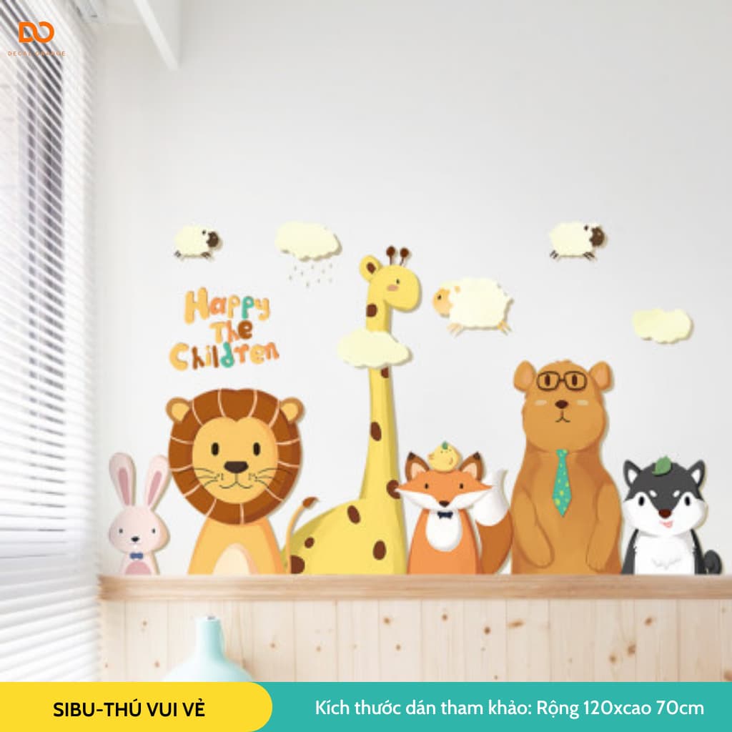 Decal dán tường cho bé trang trí phòng ngủ tủ quần áo SIBU