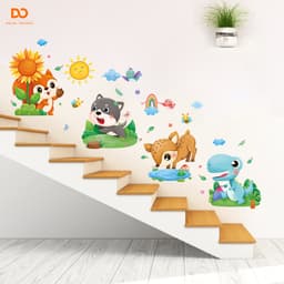 Decal dán tường cho bé Khu rừng thú decor phòng ngủ, tủ quần áo cho bé 2