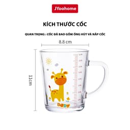 Bình Nước Tập Uống Cho Bé JYoohome Cốc Pha Sữa Cho Bé Có Ống Hút, Cốc Chia Vạch Đo Lường Dung Tích 4