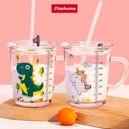 Bình Nước Tập Uống Cho Bé JYoohome Cốc Pha Sữa Cho Bé Có Ống Hút, Cốc Chia Vạch Đo Lường Dung Tích 1