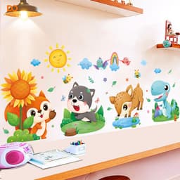 Decal dán tường cho bé Khu rừng thú decor phòng ngủ, tủ quần áo cho bé 4