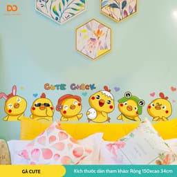 Decal hình dán trang trí phòng cho bé  decor phòng ngủ tủ quần áo gà cute 1