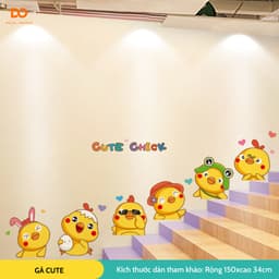 Decal hình dán trang trí phòng cho bé  decor phòng ngủ tủ quần áo gà cute 2