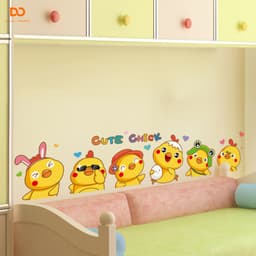 Decal hình dán trang trí phòng cho bé  decor phòng ngủ tủ quần áo gà cute 3
