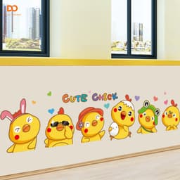 Decal hình dán trang trí phòng cho bé  decor phòng ngủ tủ quần áo gà cute 5