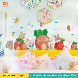 Tranh dán tường cho bé Orange trang trí phòng ngủ, tủ quần áo  nhà cà rốt của thỏ 1