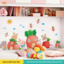 Tranh dán tường cho bé Orange trang trí phòng ngủ, tủ quần áo  nhà cà rốt của thỏ 2