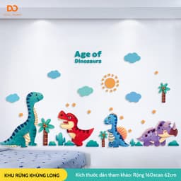 Hình dán tường cho bé trai Orange decor phòng ngủ, tủ quần áo khu rừng khủng long 1