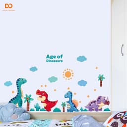 Hình dán tường cho bé trai Orange decor phòng ngủ, tủ quần áo khu rừng khủng long 3