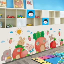 Tranh dán tường cho bé Orange trang trí phòng ngủ, tủ quần áo  nhà cà rốt của thỏ 3