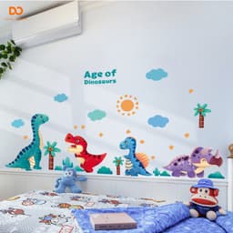 Hình dán tường cho bé trai Orange decor phòng ngủ, tủ quần áo khu rừng khủng long 5